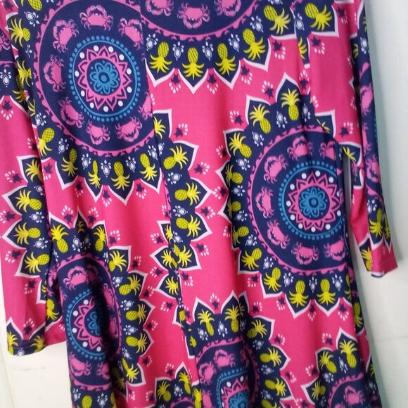 Simply Southern Blouse Tunic Women S 3/4 Sleeve Asymmetrical Hem Pineapple Crabs - Picture 15 of 15